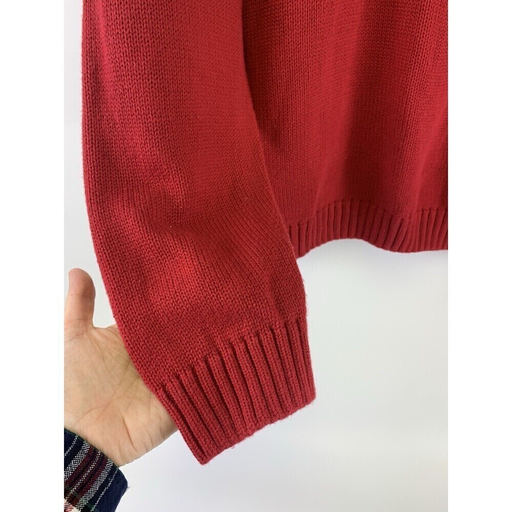 BOGO Chaps Ralph Lauren Red Crewneck Sweater Cotton Pullover Ribbed Hem Mens L - Picture 4 of 11